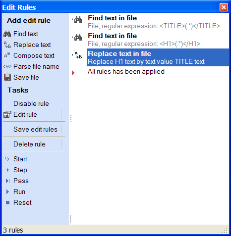 Edit rules window - 2