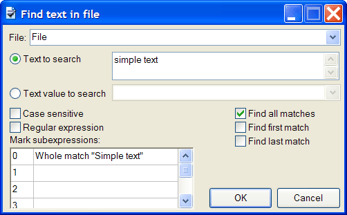 Find text rule