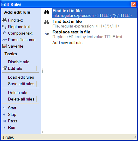 Edit rules list