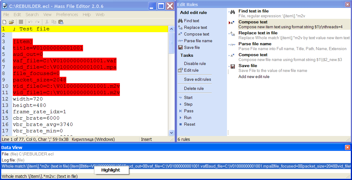 Text found in file