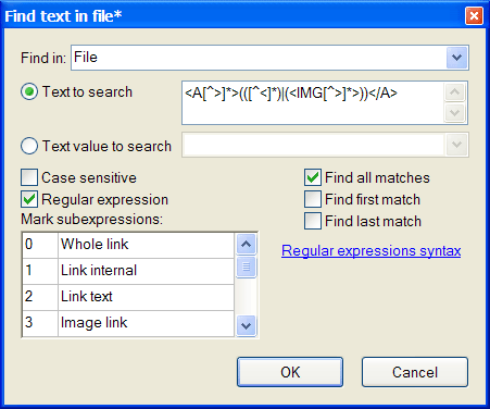 Edit rule to find the links in a webpage