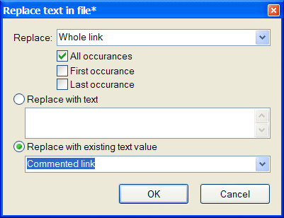Edit rule to replace links in file